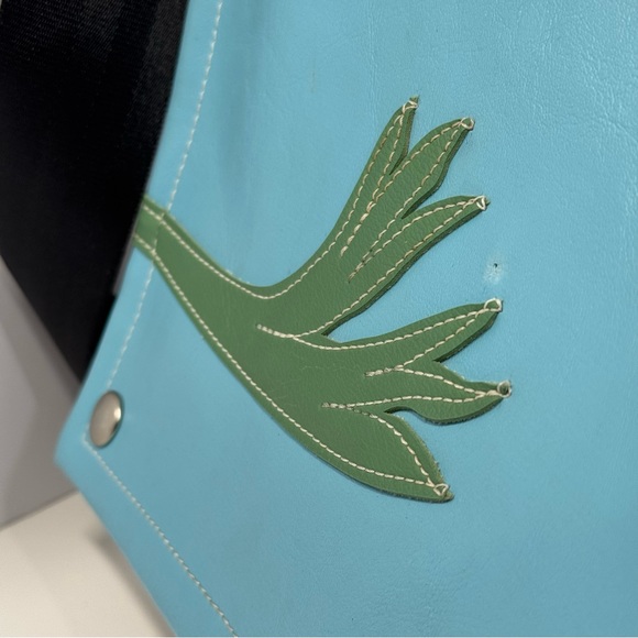 Queen Bee Creations- Chick Pea Blue and Black Shoulder Bag with Red Flower - Picture 9 of 16